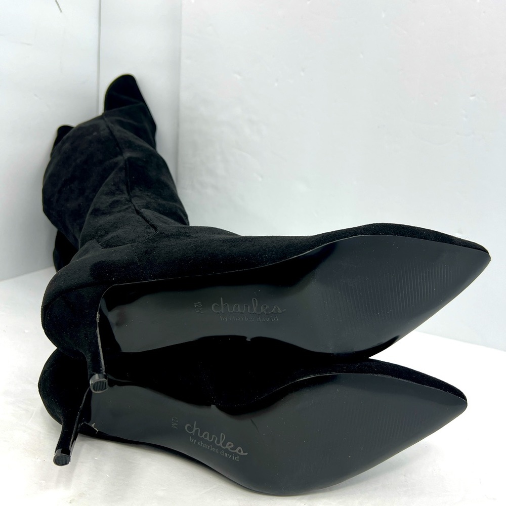 CHARLES BY CHARLES DAVID, TALL CHIC BOOTS, BLACK “TEXTILE”, SIZE 12M - Picture 8 of 12